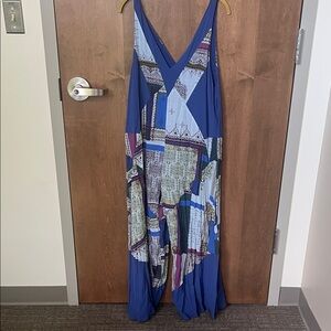 💙 Free People Patchwork Wide-Leg Jumpsuit – Sz XS (oversized)
